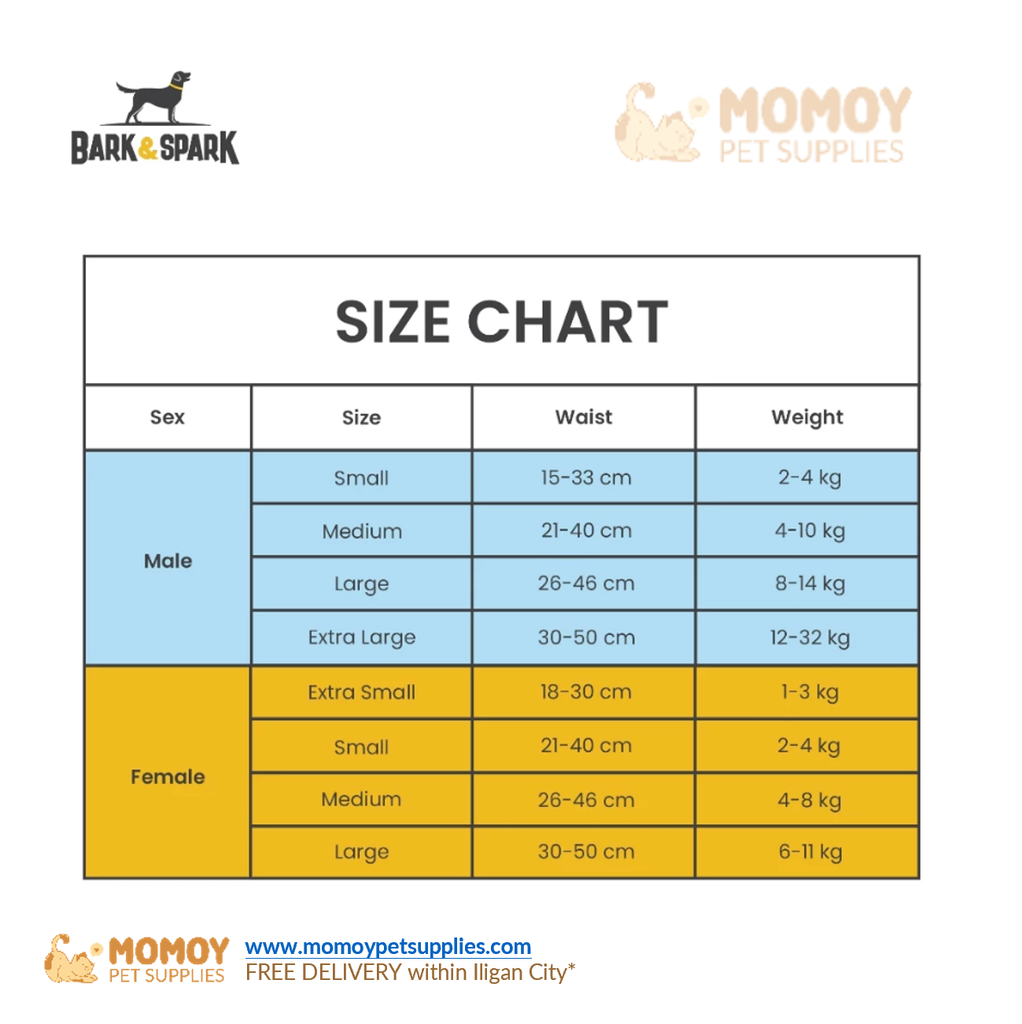 BARK AND SPARK DISPOSABLE DIAPER - MALE WRAPS (MEDIUM) 1PIECE 