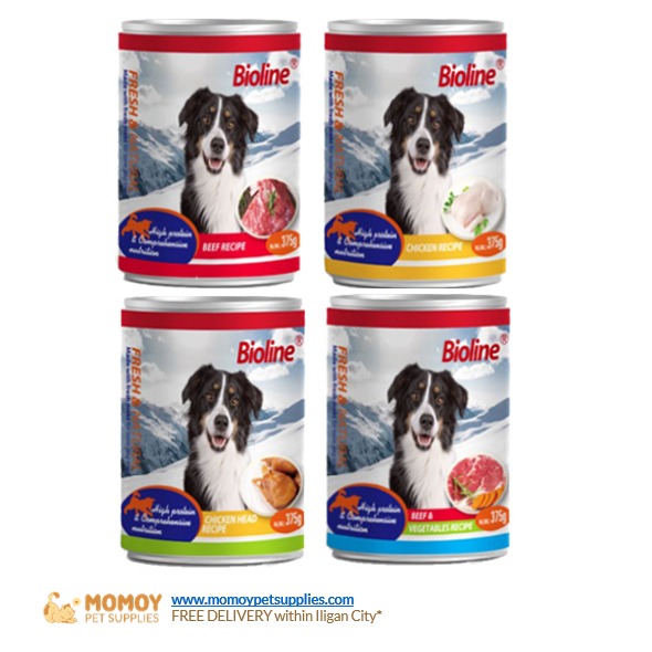 [R] BIOLINE DOG FOOD WET - 6MONTHS UP 375G CAN - P95