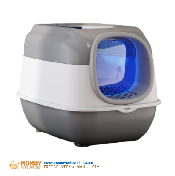 [R] CAT LITTER BOX SPLASH PROOF DOUBLE DOORS WITH FREE SCOOP (53X38X38CM) - P690 (Cat Litter Essentials)