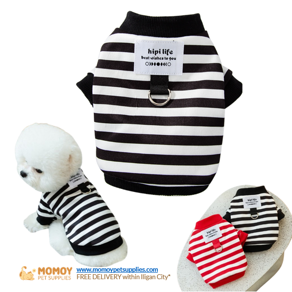 PET CLOTHING STRIPES CASUAL SWEATSHIRT - SMALL (White & Red)
