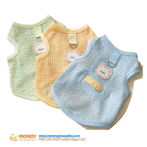 PET CLOTHING SUMMER HOLLOW KNITTED + TRACTION BUCKLE - SMALL (Blue)