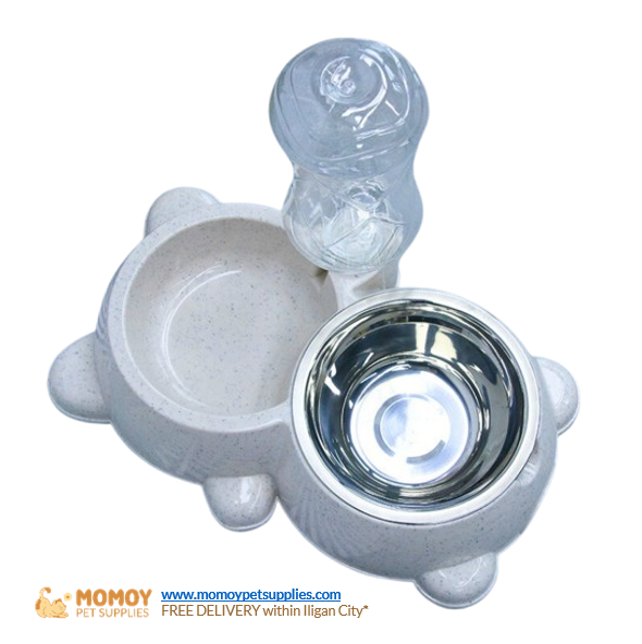 [R] FEEDING PET BOWL WITH 520ML WATER + STAINLESS STEEL BOWL - P380