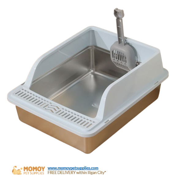 CAT LITTER LARGE STAINLESS BOX WITH FREE SCOOP- (Cat Litter Essentials)