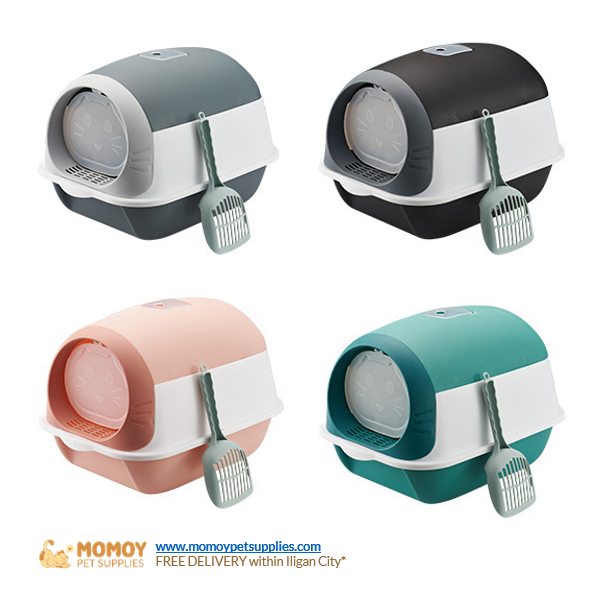 [R] CAT LITTER BOX FULLY ENCLOSED AND ODOR PROOF WITH FREE SCOOP (36X50X35CM)-₱600
