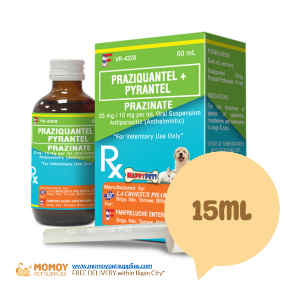 PRAZINATE - PRAZIQUANTEL + PYRANTEL ANTIPARASITIC (DEWORMER) FOR CATS & DOGS 15ML