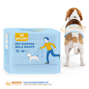 BARK AND SPARK DISPOSABLE DIAPER - MALE WRAPS (MEDIUM) 1 PACK 12PCS