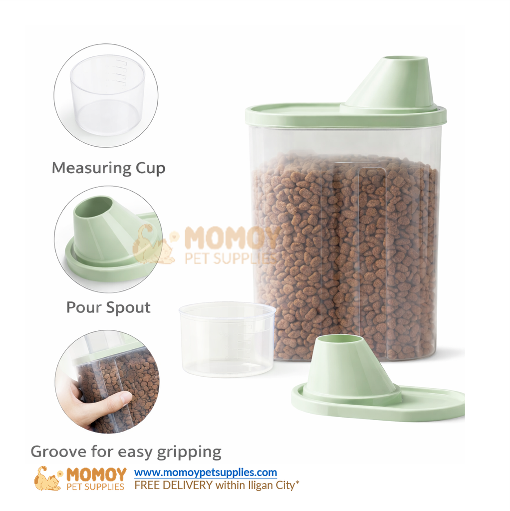 SEALED CONTAINER STORAGE BUCKET FOR PET CAT DOG FOOD WITH MEASURING CUP (20x17.5*8CM)