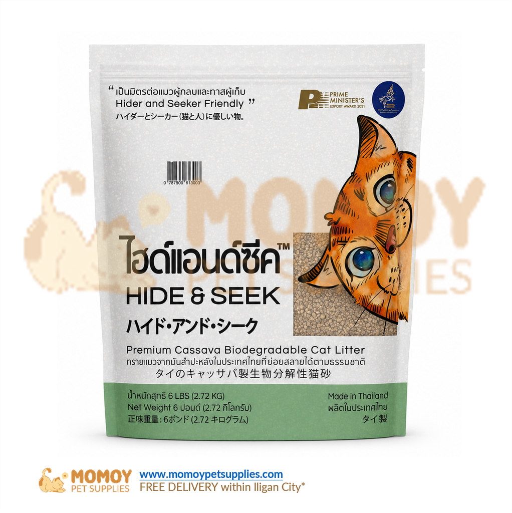 HIDE AND SEEK FLUSHABLE NATURAL CASSAVA CAT LITER 6L