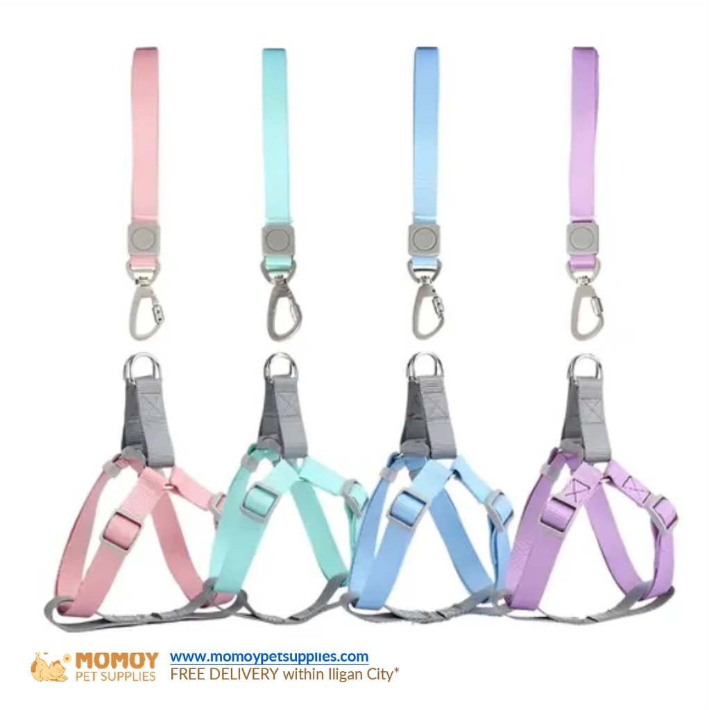 PET PASTEL COLOR NYLON HARNESS LEASH CHEST+BACK (1*150CM)