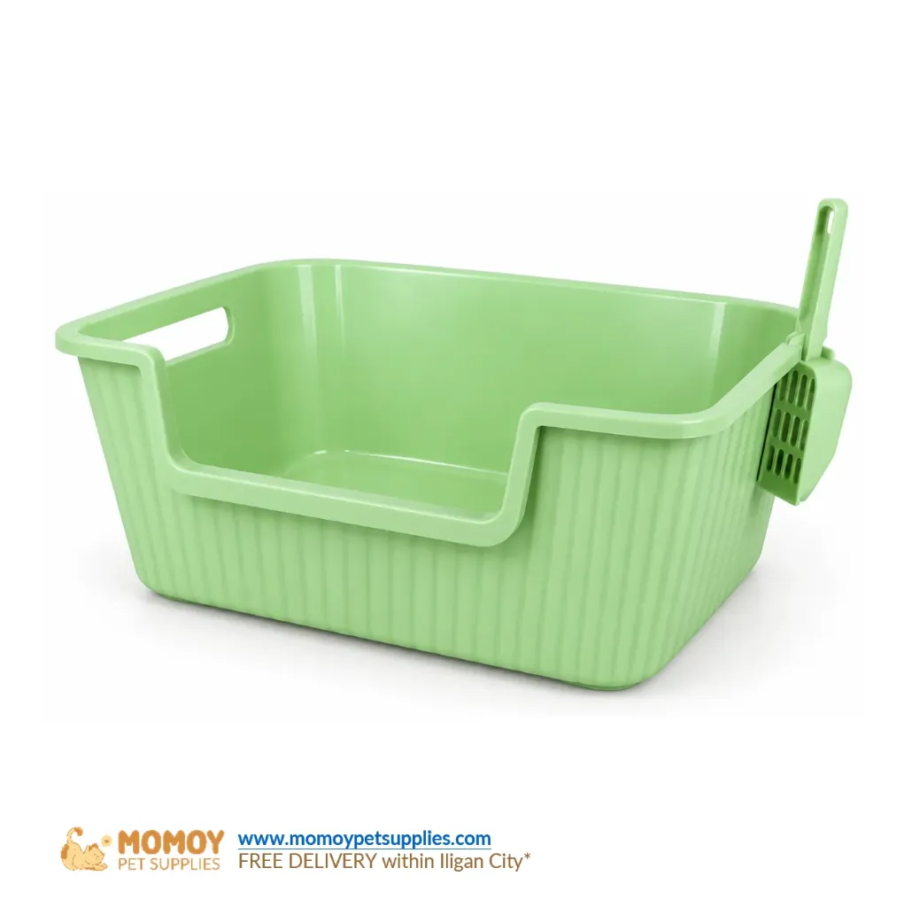 CAT LITTER BOX SPACIOUS WITH HANDLES (50*36.5*18CM) W/ FREE SCOOP (Cat Litter Essentials)