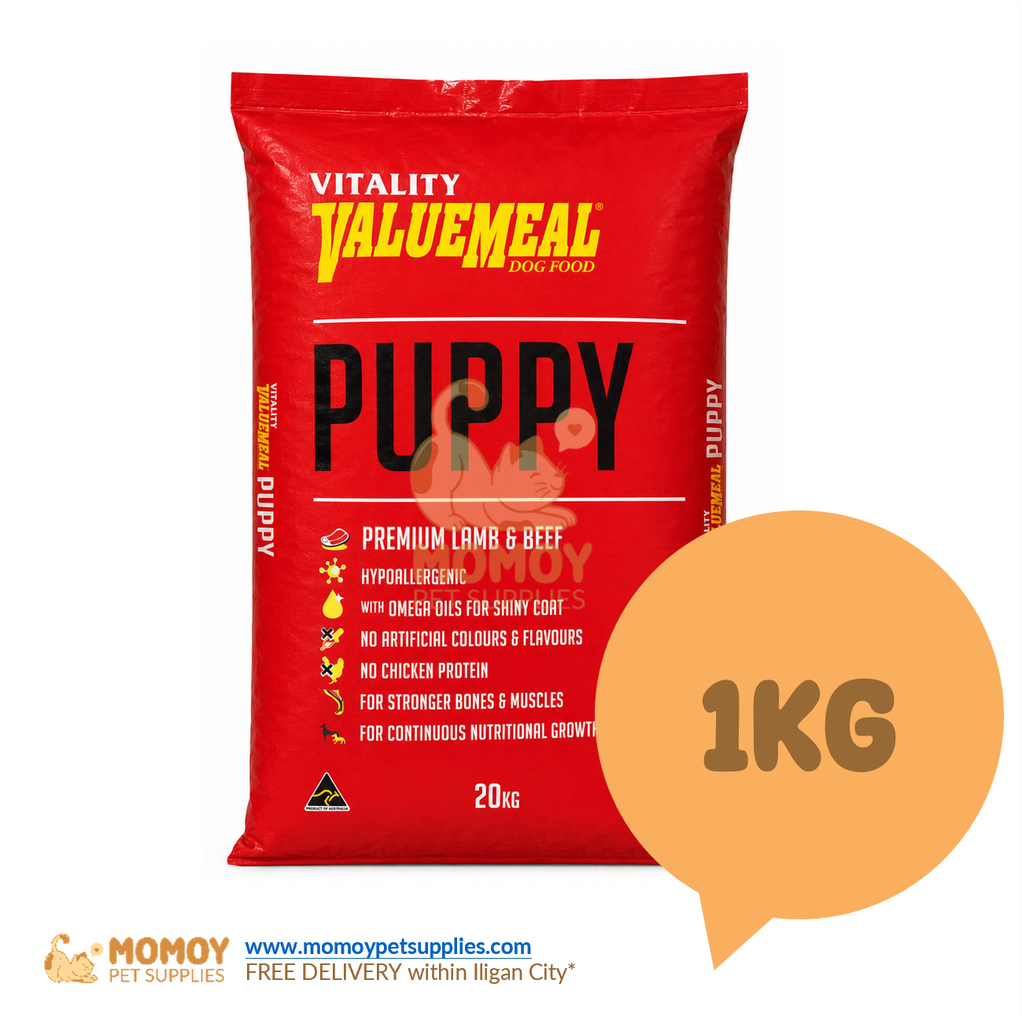 VITALITY VALUEMEAL DOG FOOD DRY - PUPPY 1KG (REPACK)
