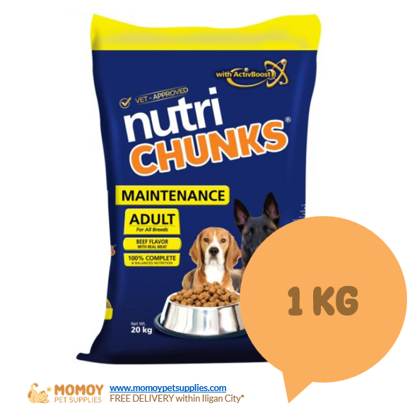 NUTRICHUNKS DOG FOOD DRY - MAINTENANCE ADULT 1KG (REPACK)