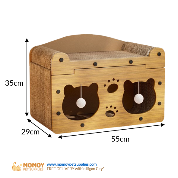 [R] TOY - CAT SCRATCHING DOUBLE DOOR W/ FREE CATNIP 55X29X35 - P700