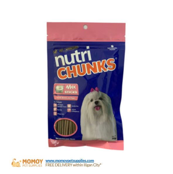 [R] NUTRICHUNKS DOG FOOD TREATS 70G (MILK STIX) - P100