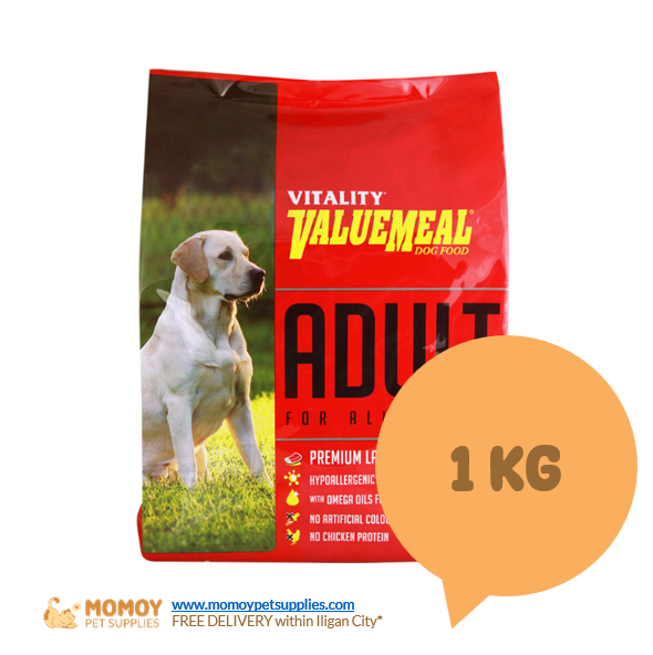 VITALITY VALUEMEAL DOG FOOD DRY - ADULT 1KG 