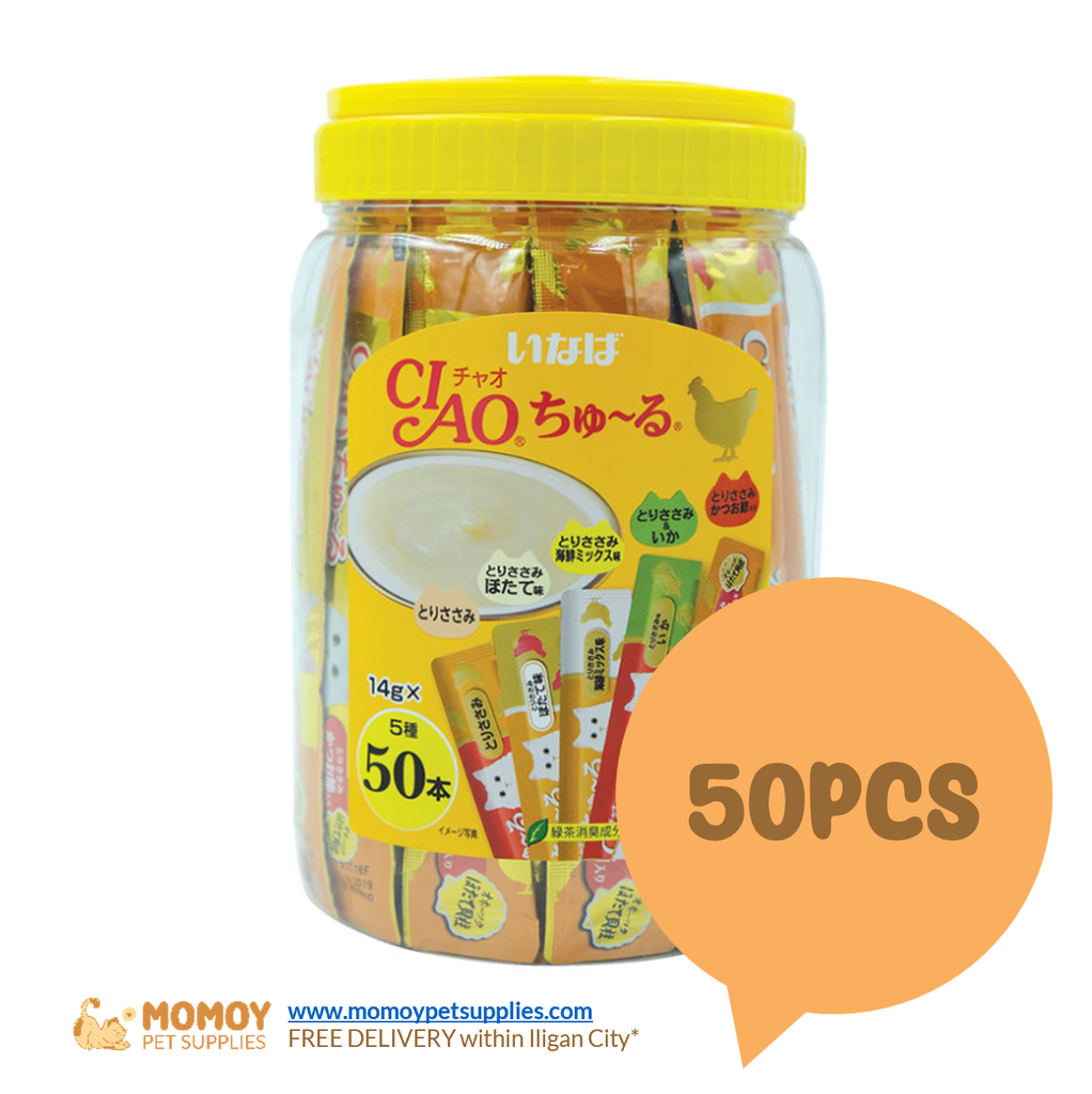CIAO CHURU FESTIVE PACK JAR CAT TREATS VARIETY FLAVOR 14G*50PCS