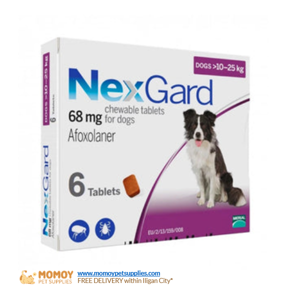 NEXGARD CHEWABLE TABLETS - FOR DOGS 10-25KG (68MG ) 