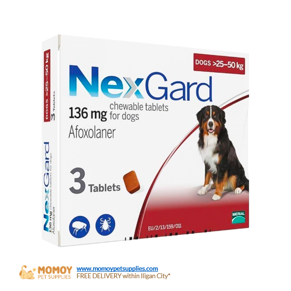 NEXGARD CHEWABLE TABLETS - FOR DOGS 25-50KG (136MG )SOLD BY TABLET 795