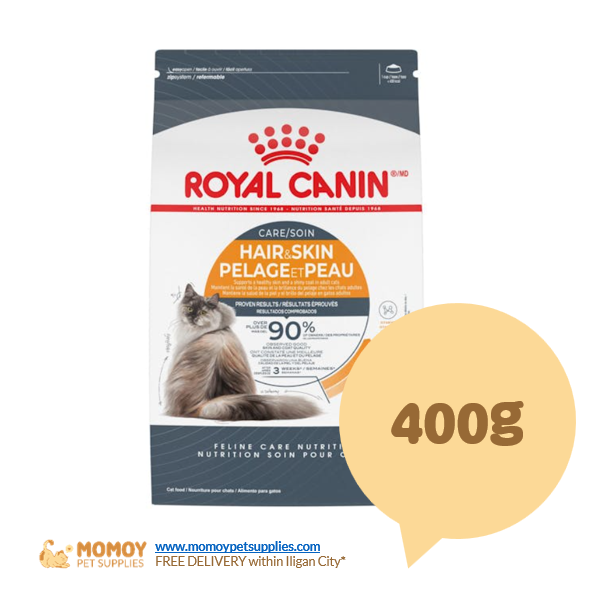 ROYAL CANIN CAT FOOD DRY - ADULT 400G (HAIR & SKIN) ORIGINAL PACKAGING P280