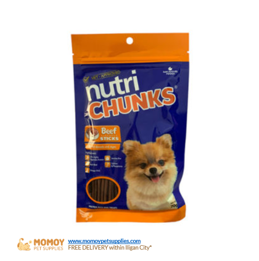 [R] NUTRICHUNKS DOG FOOD TREATS 70G (BEEF STIX) - P100