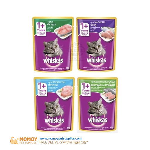 WHISKAS CAT FOOD WET - ADULT 80G POUCH 