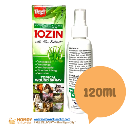 PAPI IOZIN WOUND SPRAY WITH ALOE EXTRACT 120ML-₱270