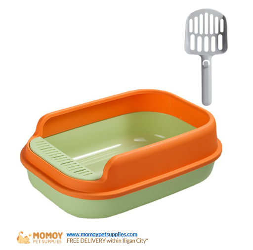 CAT LITTER BOX SEMI-CLOSED LARGE THICK W/ FREE SCOOP (50.5*35.5*17 CM) -370