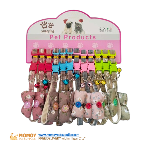 PET NYLON COLLAR W/ BELL -  CUTE RIBBON DESIGN 1.0CM