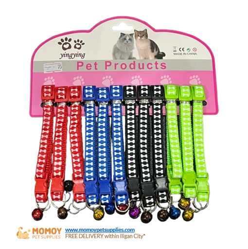 PET COLLAR - REFLECTORIZED BONE DESIGN W/ BELL 1.0CM