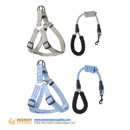 PET PLAIN HARNESS LINEN LEASH (120CM)