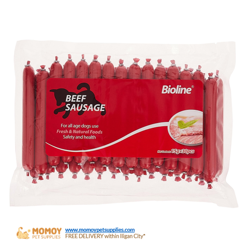 BIOLINE BEEF SAUSAGE FOR DOGS 15GX30PCS PACK