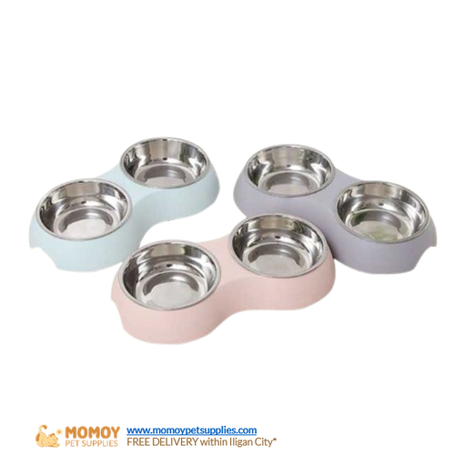FEEDING PET BOWL MACARON COLOR STAINLESS STEEL DOUBLE BOWL - P290