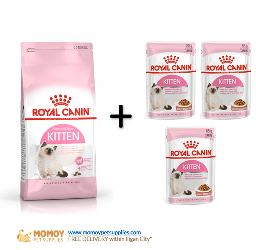 *PROMO: ROYAL CANIN CAT FOOD DRY - KITTEN 2KG (UP TO 12MONTHS) ORIGINAL PACKAGING + 3PCS ROYAL CANIN KITTEN 85G