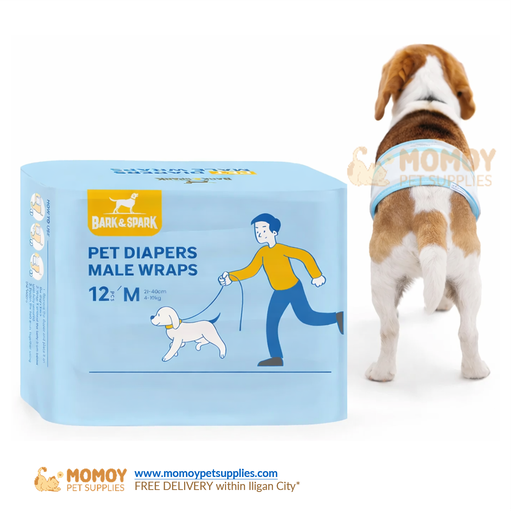 *NEW: BARK AND SPARK DISPOSABLE DIAPER - MALE WRAPS (MEDIUM) 1 PACK 12PCS