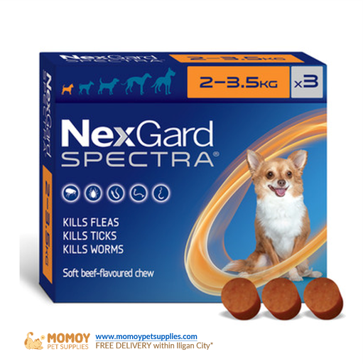 NexGard SPECTRA® A. SINGLE ANTI-TICK, FLEA, MANGE AND DEWORMING CHEWABLE TABLETS (SMALL DOGS 2KG - 3.5KG) SOLD BY PIECE 