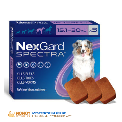 [R] NexGard SPECTRA® D. SINGLE ANTI-TICK, FLEA, MANGE AND DEWORMING CHEWABLE TABLETS (MEDIUM-LARGE DOGS 15KG - 30KG) SOLD BY PIECE - P985.00