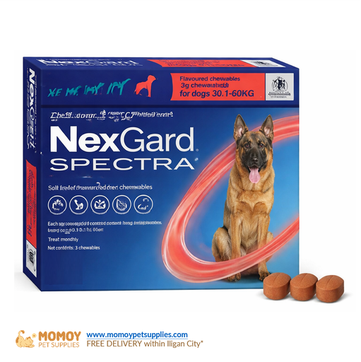 NexGard SPECTRA®E. SINGLE ANTI-TICK, FLEA, MANGE AND DEWORMING CHEWABLE TABLETS (EXTRA LARGE DOGS 30KG - 60KG) SOLD BY PIECE  