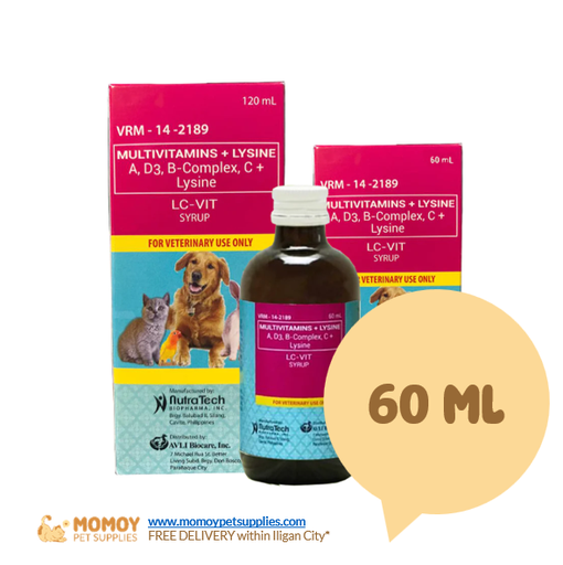 [R] LC VIT - FOR CATS & DOGS 60ML (MULTIVITAMIS + LYSINE) - P130
